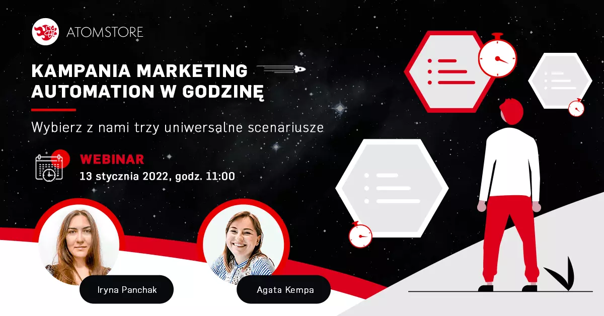 zaproszenie na webinar o kampanii marketing automation w godzinę z AtomStore